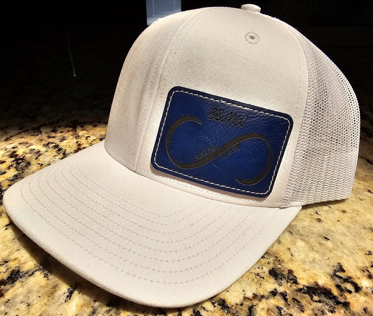 Richardson 112 Snapback Trucker Cap with Engraved Leather Patch